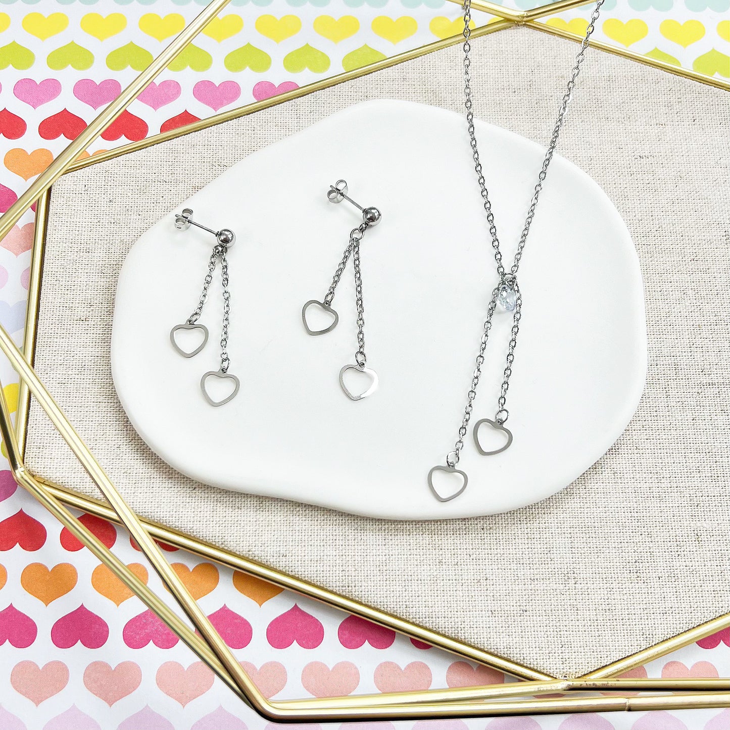 41ST-024 SLV HEART SET ER/NK