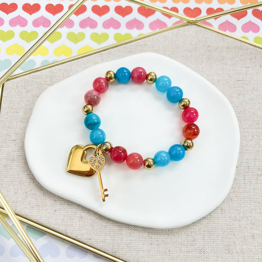 123B-014G GD MUL HEART KEY BRA