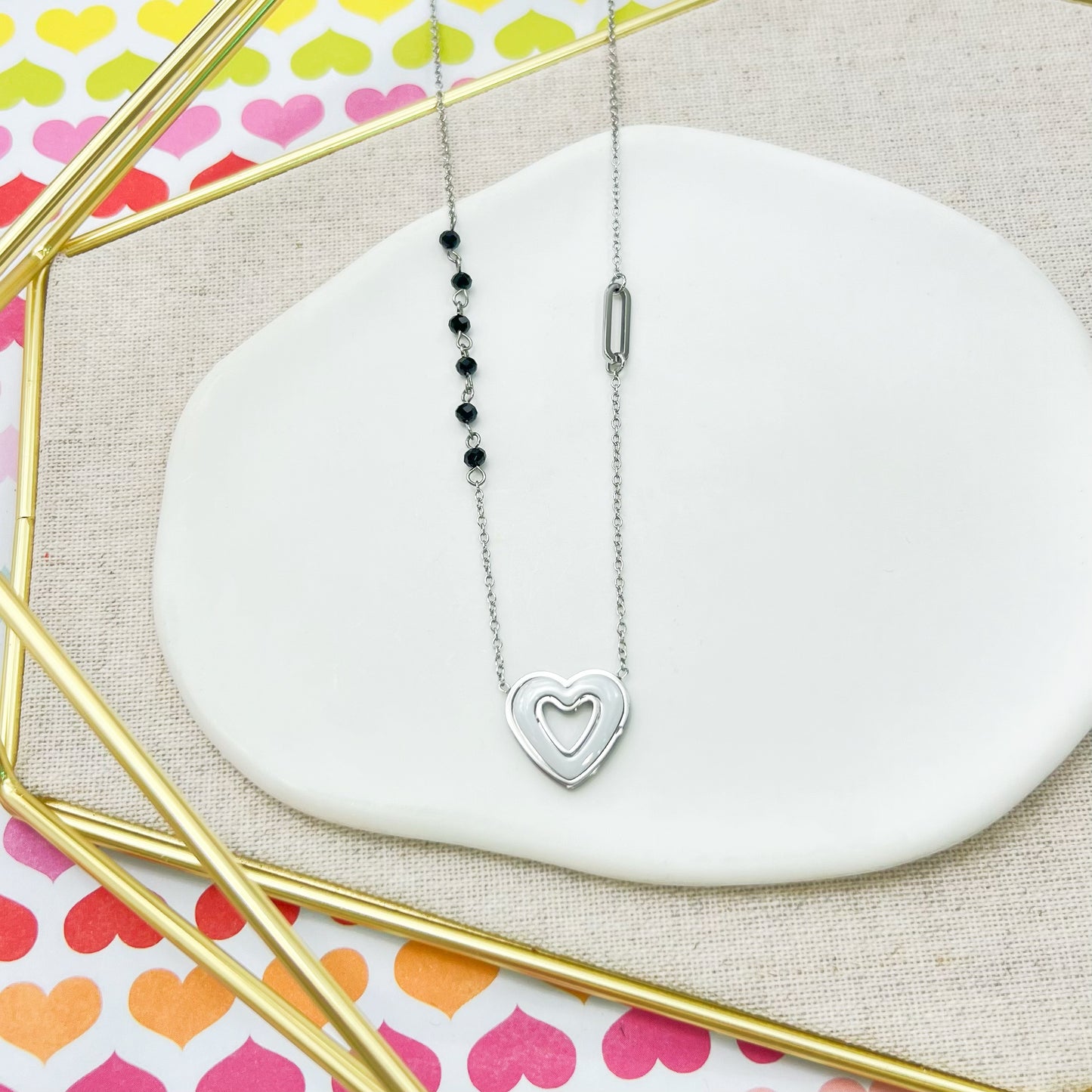138N-172-18 SLV/BLK HEART NK
