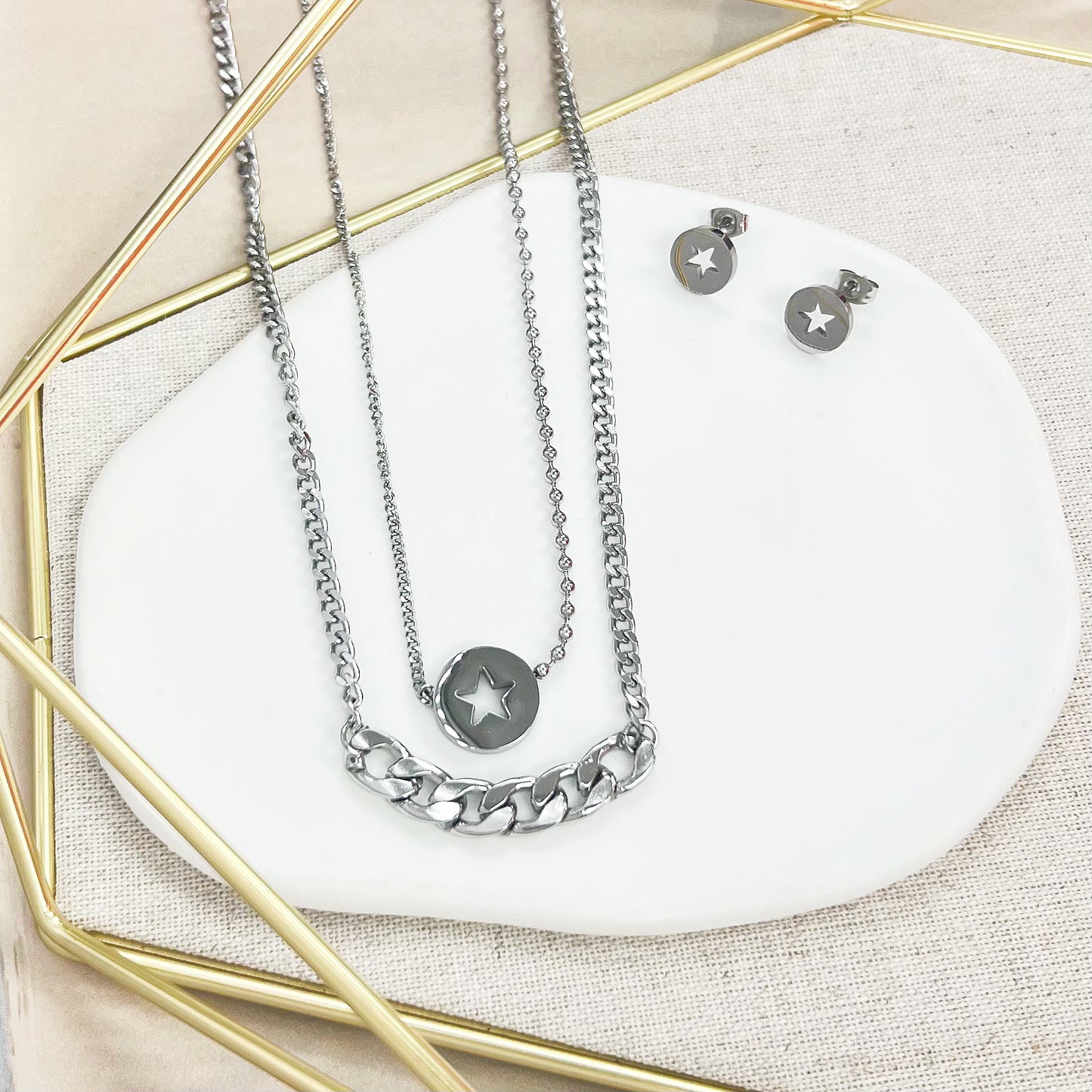 53S-329 SLV DBL NK CRYST SET