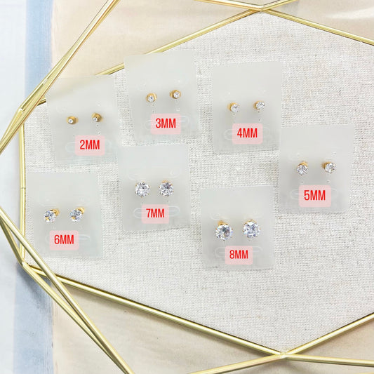 11E-044G GOLD CUBIC ZIRCONIA 2MM, 3MM, 4MM, 5MM, 6MM, 7MM OR 8MM