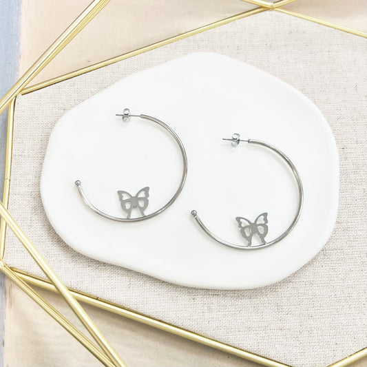 10E-1098 SLV BUTTERFLY HOOP