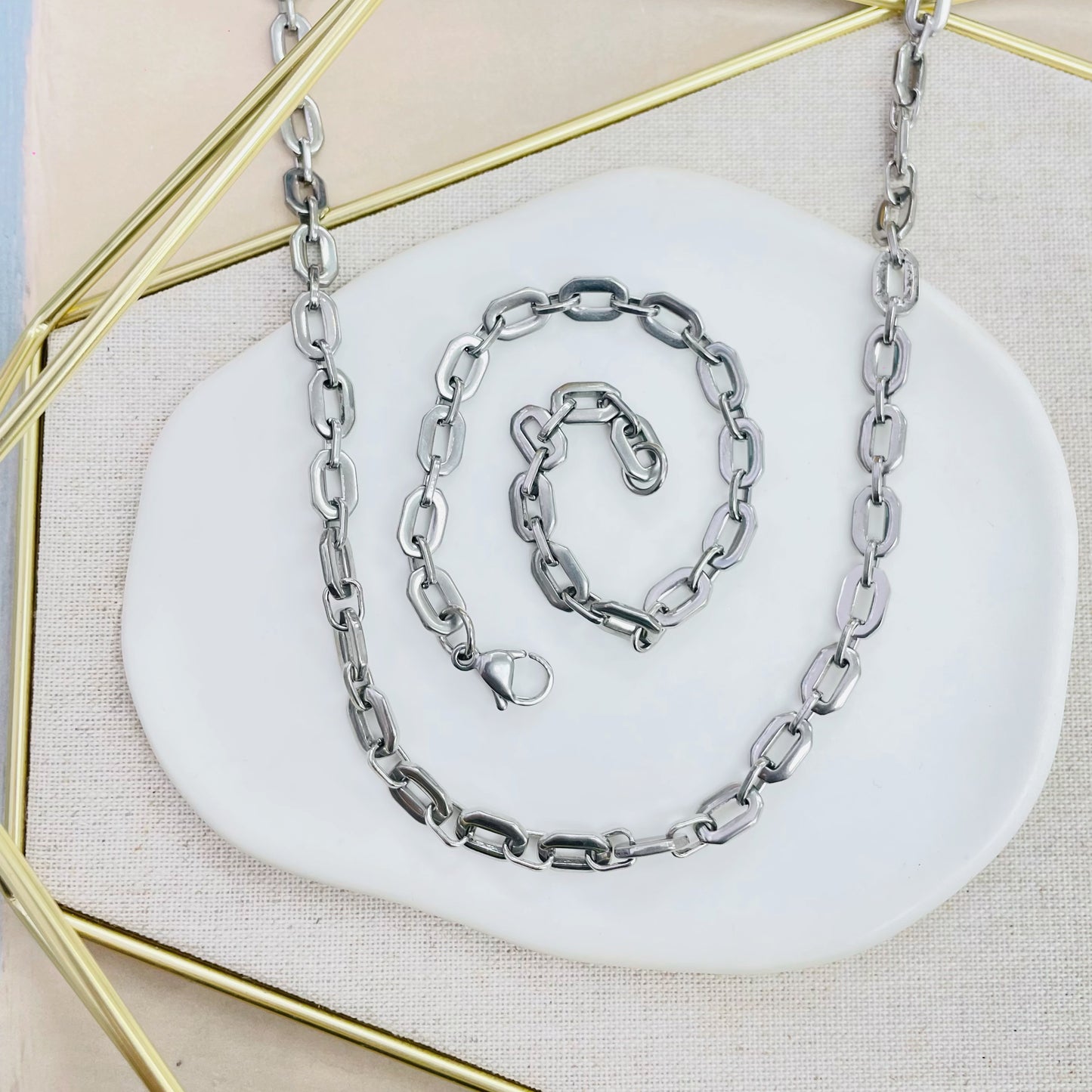 179S-012 SLV LINK NK/BR SET
