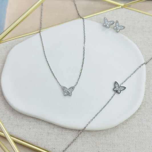 53S-422 SLV BUTTERFLY SET OF 3