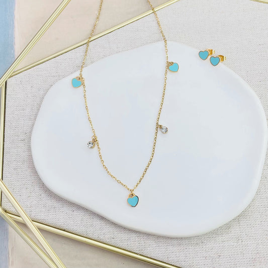 104S-083G GD TURQ HEART SET