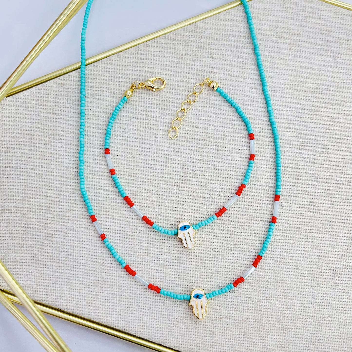 T2S-762G GD/TURQ NK BR SET
