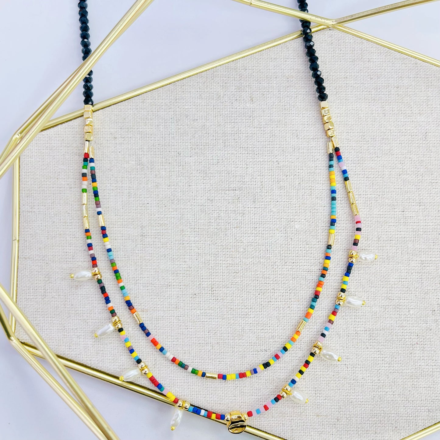 T2S-757G BLK CHARM NECKLACE