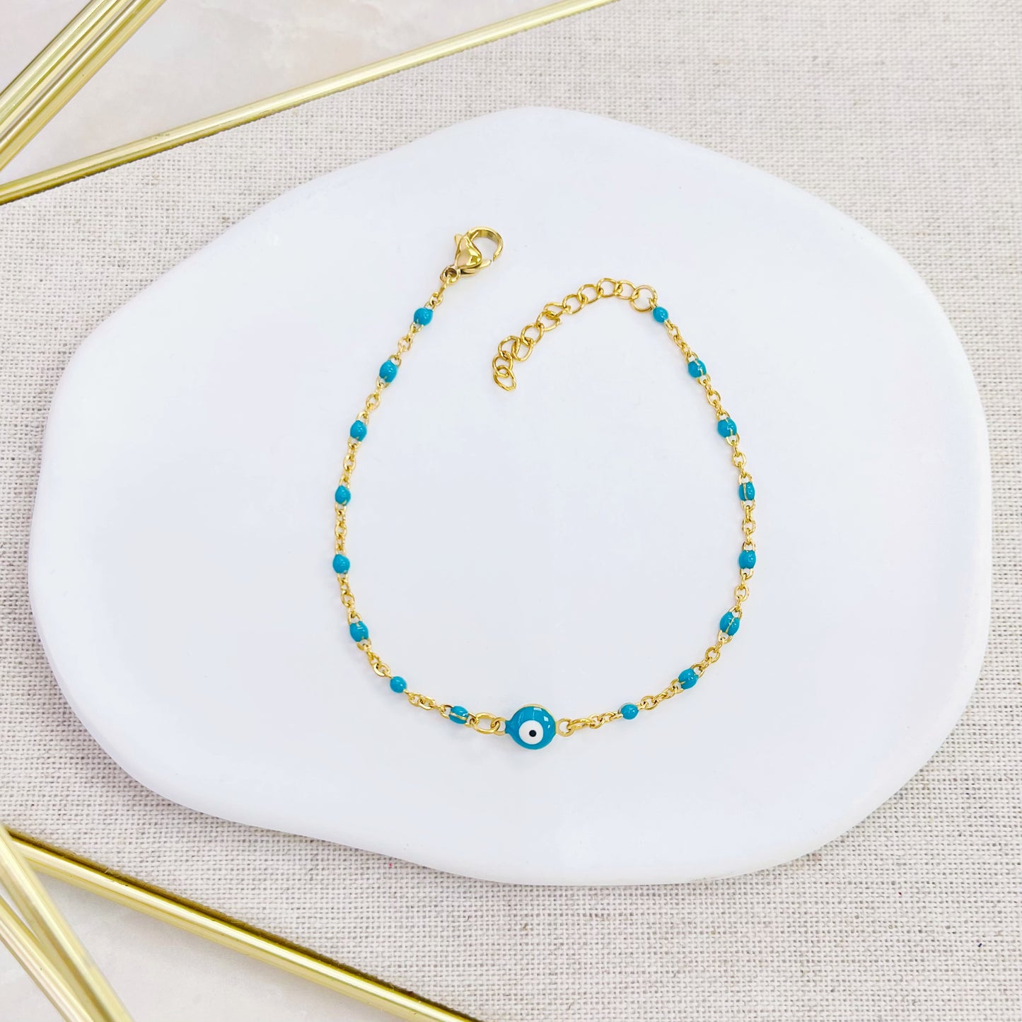 14ST-282BG EYE TURQ BEAD BR SALE