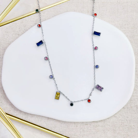 121N-118-18 SLV MULTI STONE NK