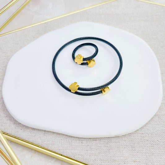 192S-001AGBK FLOWER BANGLE SET