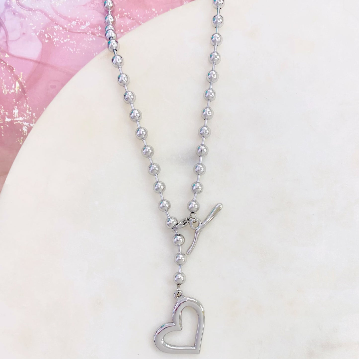 219N-002 HEART BALL CHAIN NK