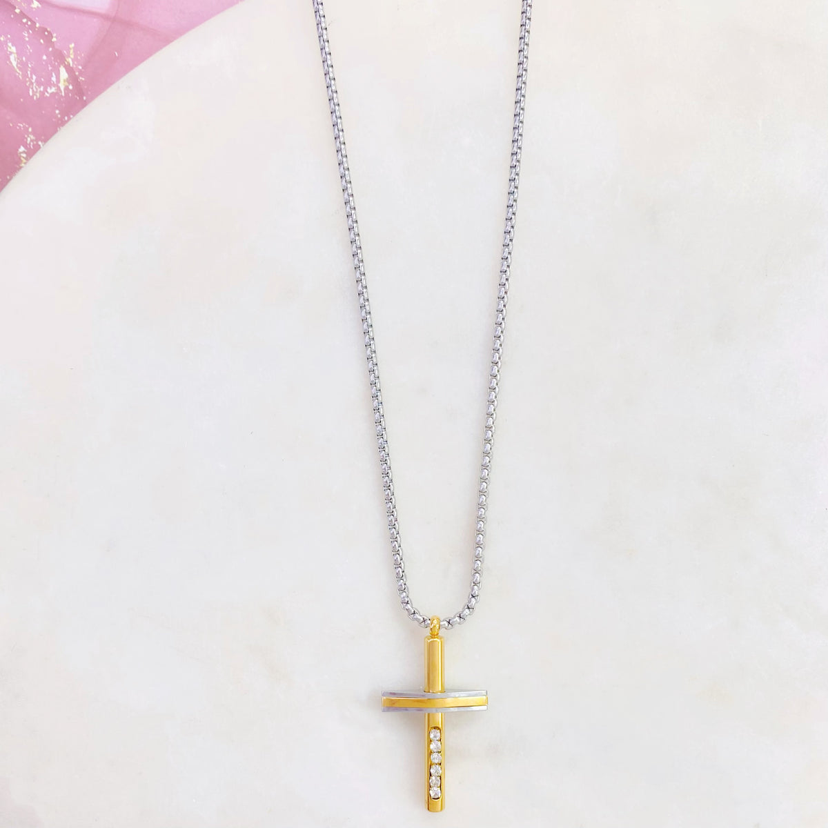 192N-074SG SLV CHAIN CROSS NK