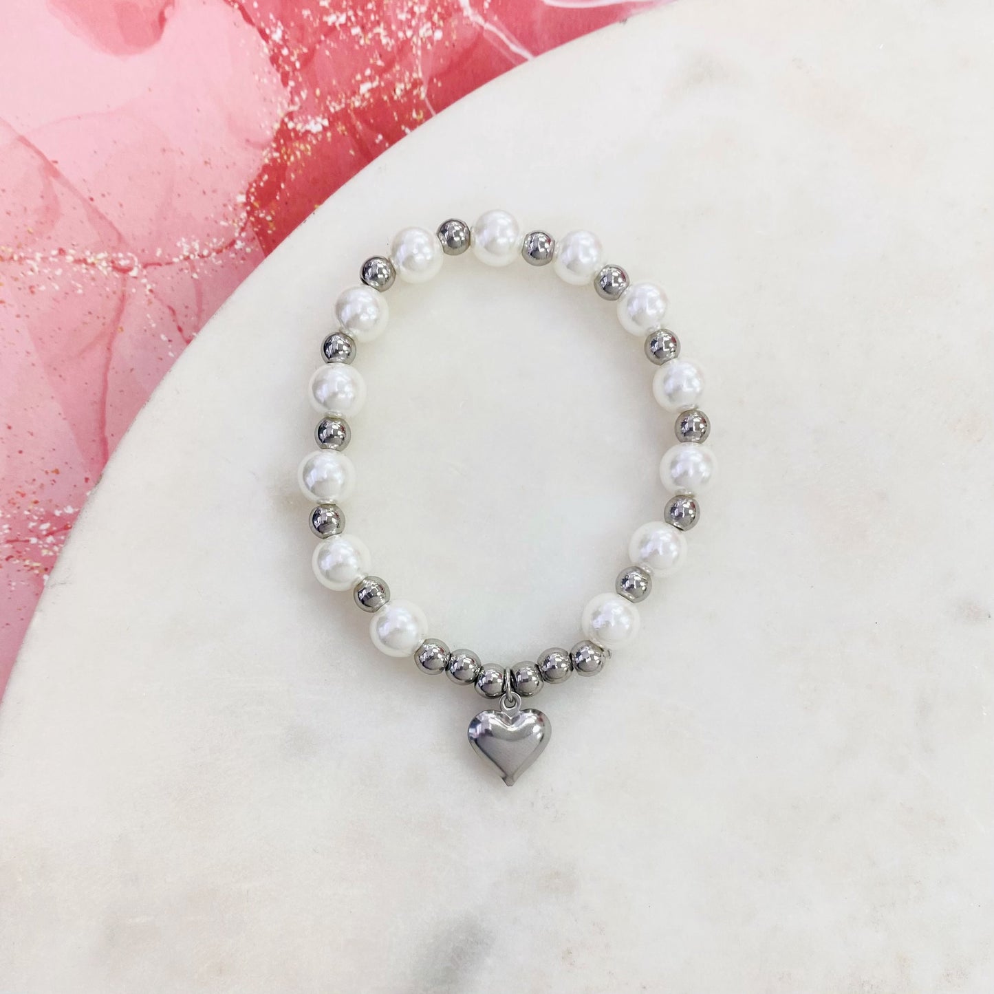 9B-043 FAUX PEARL HEART BR